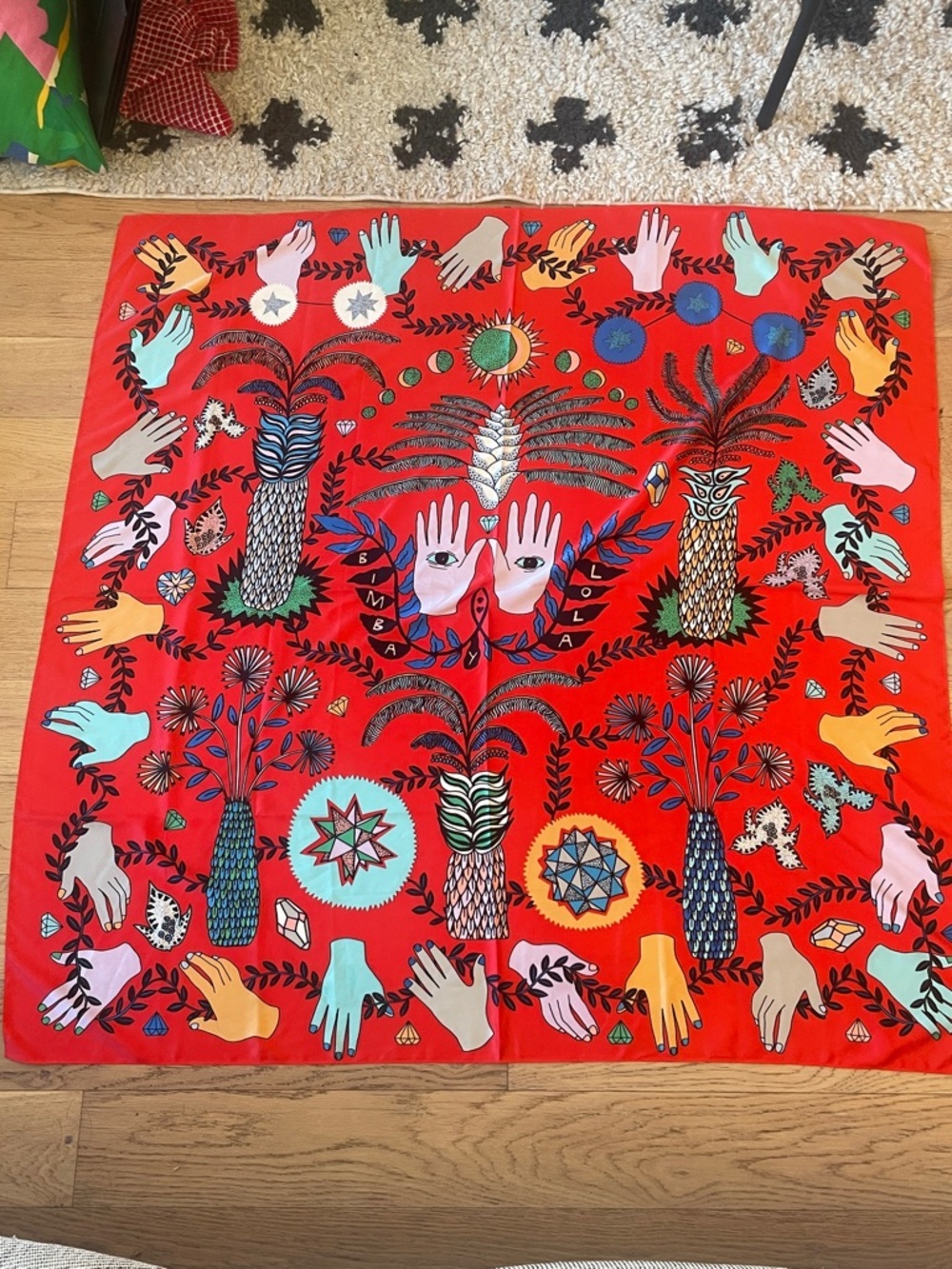 Bimba y Lola Alchemy Hands Scarf Anthropologie Rare Oversized Statement Multicol - Picture 9 of 11